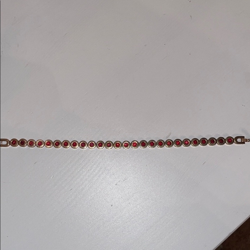 Rustic Cuff Red Stone Bracelet